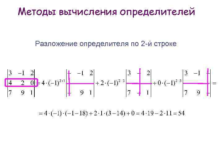 Разложить определитель по строке