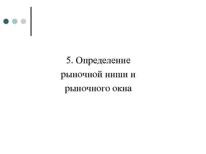 5. Определение рыночной ниши и рыночного окна 