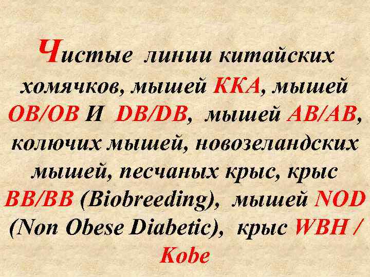 Чистые линии китайских хомячков, мышей ККА, мышей OВ/OB И DB/DB, мышей AB/AB, колючих мышей,