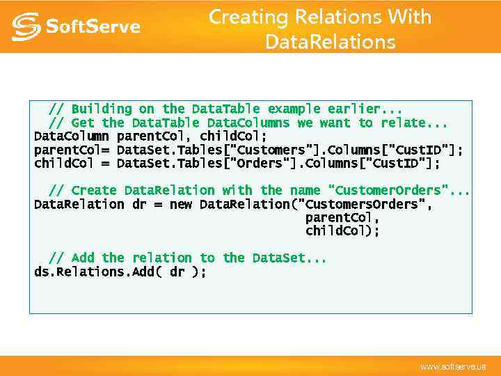 Creating Relations With Data. Relations // Building on the Data. Table example earlier. .