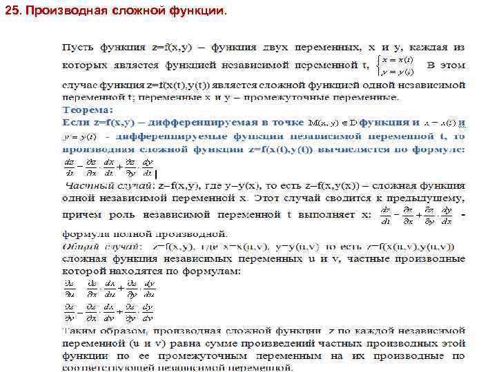 25. Производная сложной функции. 