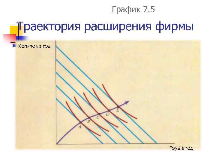 График 7. 5 Траектория расширения фирмы Капитал в год Труд в год 