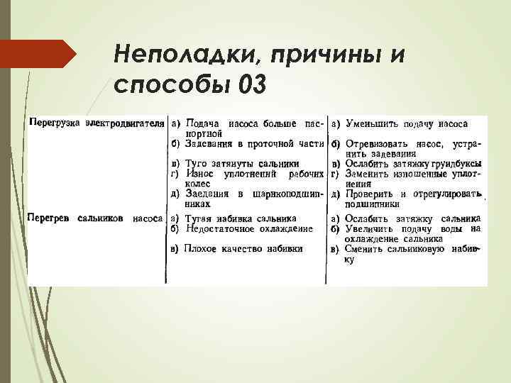 Неполадки, причины и способы 03 