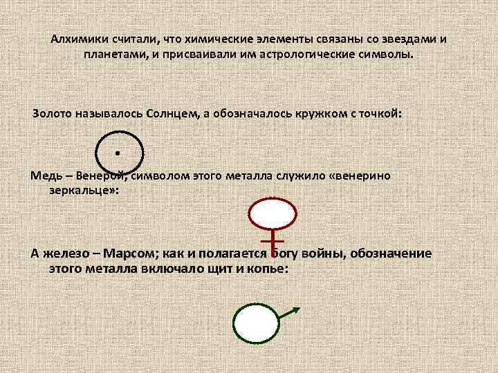 Алхимики считали, что химические элементы связаны со звездами и планетами, и присваивали им астрологические