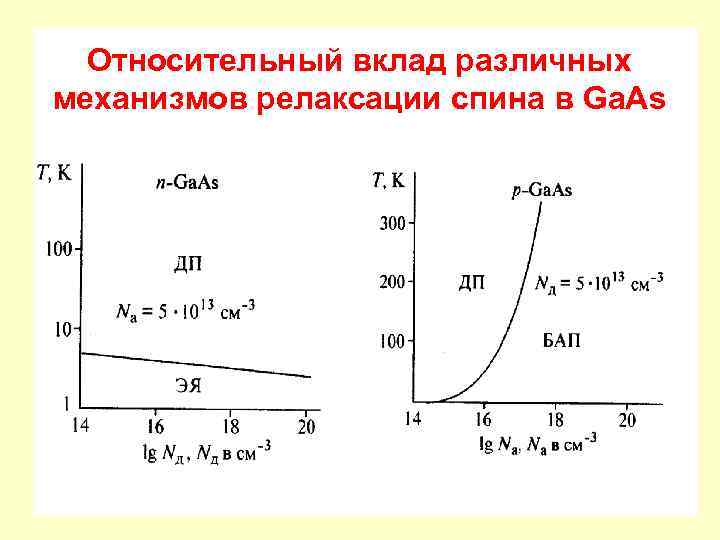 Относительный вклад различных механизмов релаксации спина в Ga. As 