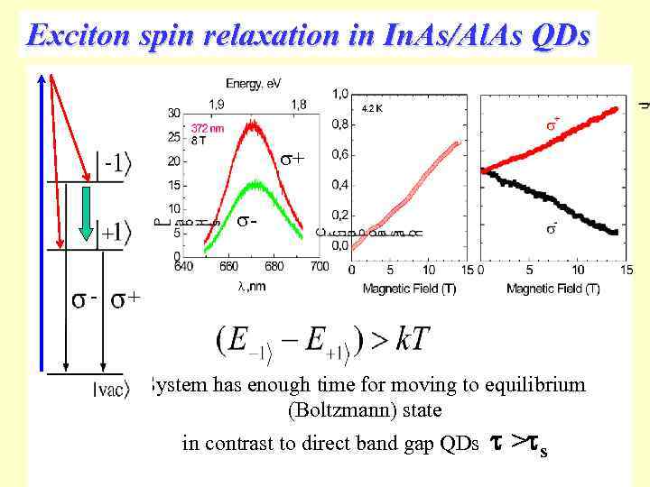 Exciton spin relaxation in In. As/Al. As QDs + - + System has enough