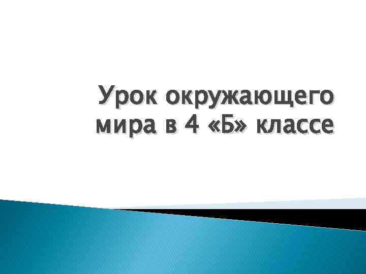 Урок окружающего мира в 4 «Б» классе 