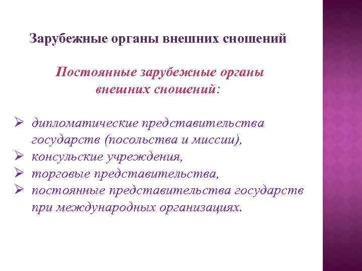 Право международного сношения. Органы внешних сношений государств. Зарубежные органы внешних сношений. Схема органов внешних сношений государства РФ. Порядок учреждения зарубежных органов внешних сношений государства,.