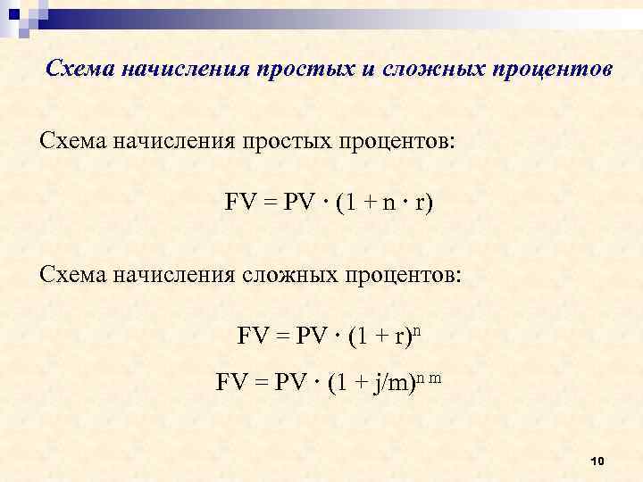 Схема начисления простых процентов