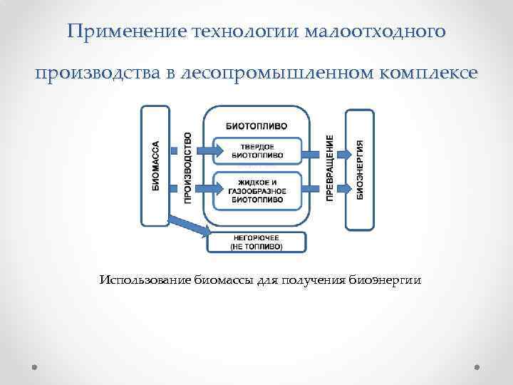 Применение технологии малоотходного производства в лесопромышленном комплексе Использование биомассы для получения биоэнергии 