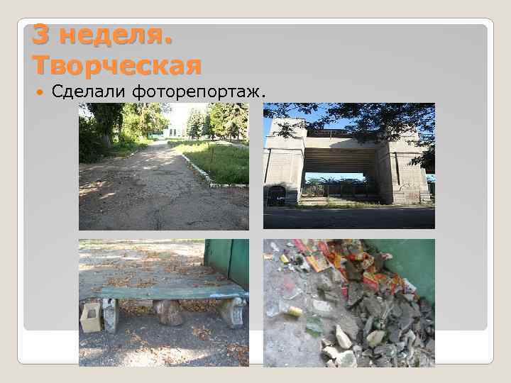 3 неделя. Творческая Сделали фоторепортаж. 