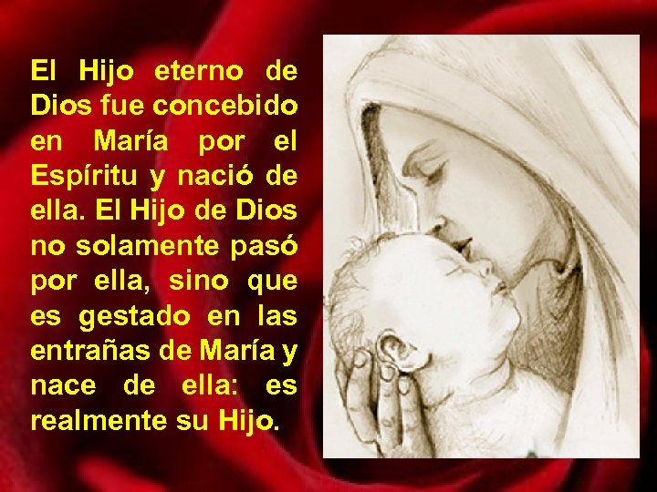 El Hijo eterno de Dios fue concebido en María por el Espíritu y nació