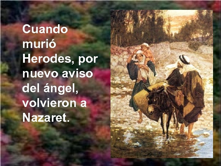 Cuando murió Herodes, por nuevo aviso del ángel, volvieron a Nazaret. 