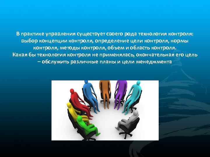 В практике управления существует своего рода технология контроля: выбор концепции контроля, определение цели контроля,