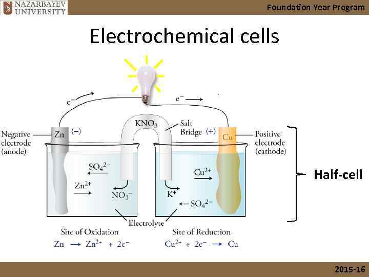 Foundation Year Program Electrochemical cells Half-cell 2015 -16 