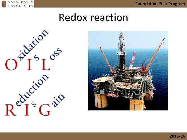 Foundation Year Program Redox reaction 2015 -16 