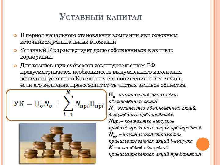 УСТАВНЫЙ КАПИТАЛ В период начального становления компании явл основным источником капитальных вложений Уставный К