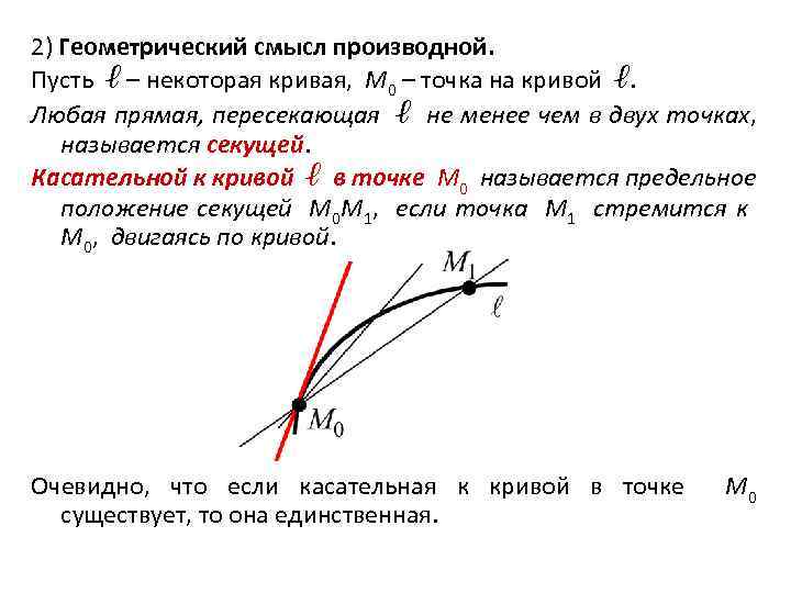Самая яркая смысловая точка. Касательная к Кривой. Касательная к Кривой геометрический смысл производной. Геометрический смысл производной касательная. Какая прямая называется секущей касательной.
