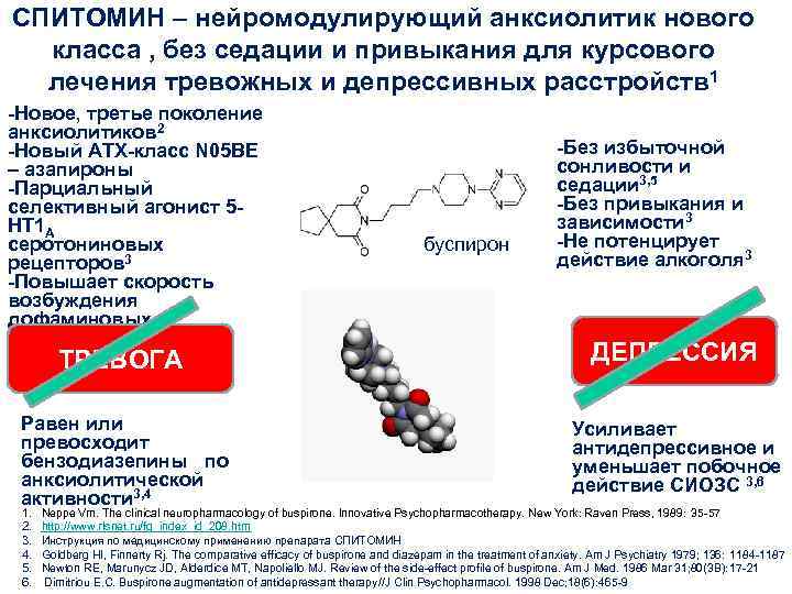 СПИТОМИН – нейромодулирующий анксиолитик нового класса , без седации и привыкания для курсового лечения