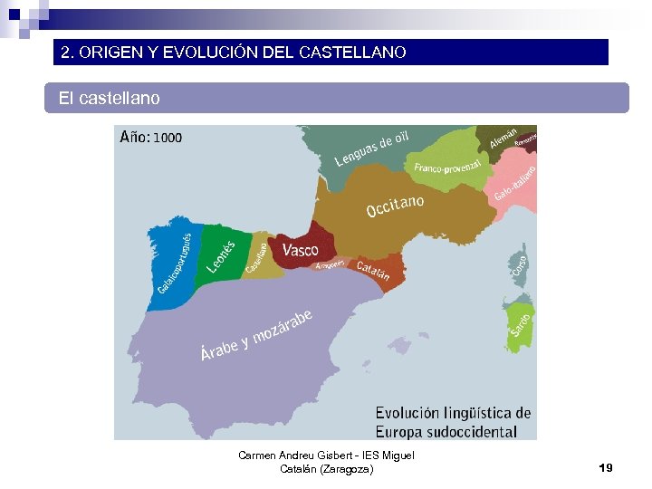 2. ORIGEN Y EVOLUCIÓN DEL CASTELLANO El castellano Carmen Andreu Gisbert - IES Miguel