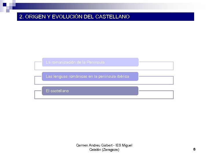 2. ORIGEN Y EVOLUCIÓN DEL CASTELLANO La romanización de la Península Las lenguas románicas