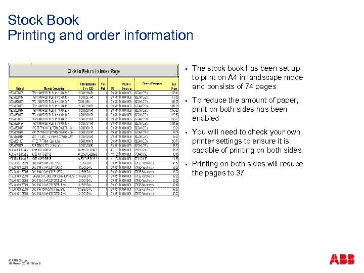 Stock Book Printing and order information § § To reduce the amount of paper,