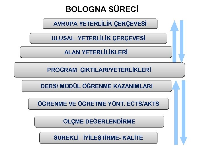 BOLOGNA SÜRECİ AVRUPA YETERLİLİK ÇERÇEVESİ ULUSAL YETERLİLİK ÇERÇEVESİ ALAN YETERLİLİKLERİ PROGRAM ÇIKTILARI/YETERLİKLERİ DERS/ MODÜL