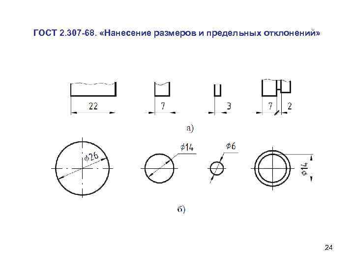 ГОСТ 2. 307 -68. «Нанесение размеров и предельных отклонений» 24 