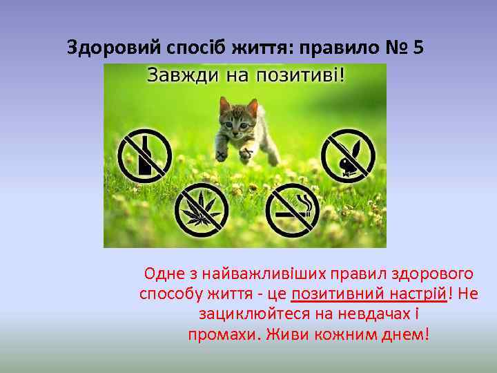 Здоровий спосіб життя: правило № 5 Одне з найважливіших правил здорового способу життя -