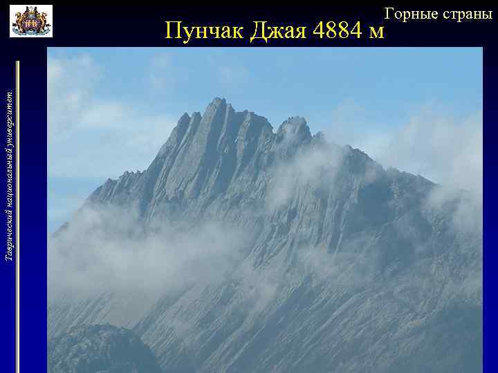 Таврический национальный университет. Пунчак Джая 4884 м Горные страны 