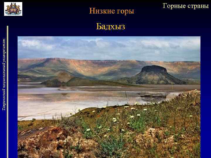 Таврический национальный университет. Низкие горы Бадхыз Горные страны 