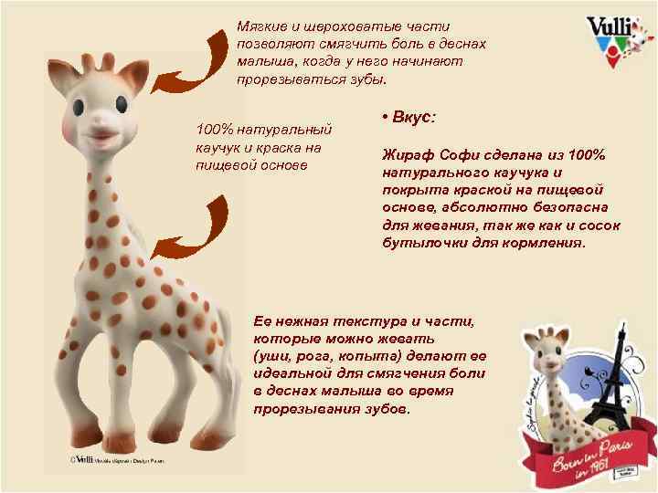 Мягкие и шероховатые части позволяют смягчить боль в деснах малыша, когда у него начинают