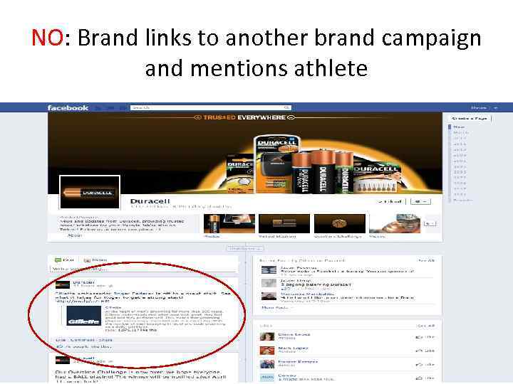 NO: Brand links to another brand campaign and mentions athlete 