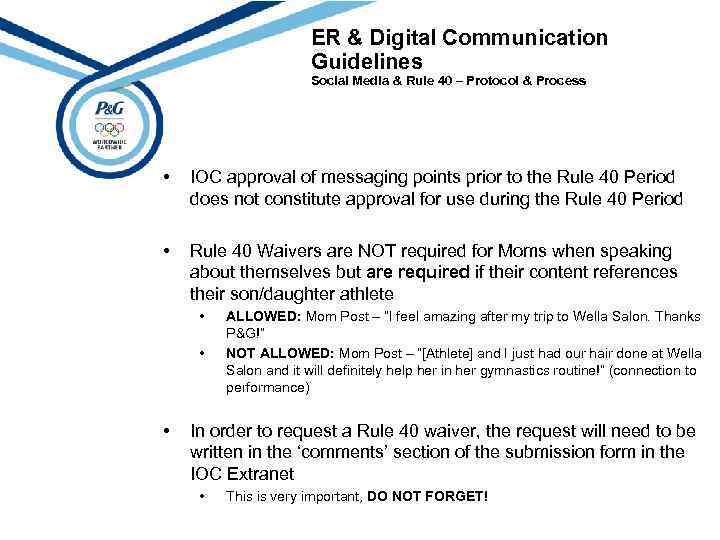 ER & Digital Communication Guidelines Social Media & Rule 40 – Protocol & Process