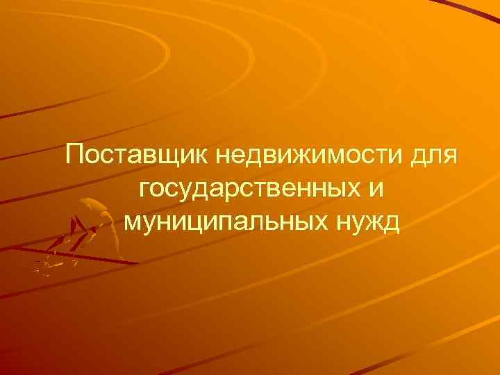 Поставщик недвижимости для государственных и муниципальных нужд 