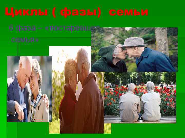 Циклы ( фазы) семьи 6 фаза – «постаревшая семья» 