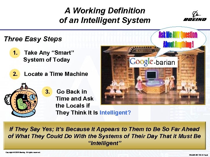 A Working Definition of an Intelligent System Three Easy Steps 1. 2. Take Any