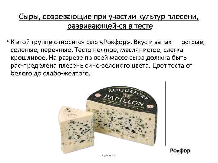 Сыры, созревающие при участии культур плесени, развивающей ся в тесте • К этой группе