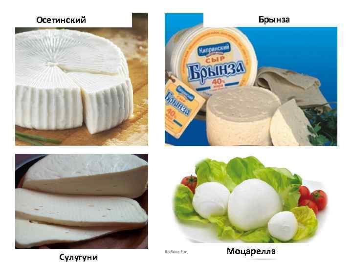 Брынза Осетинский Сулугуни Шубина Е. А. Моцарелла 