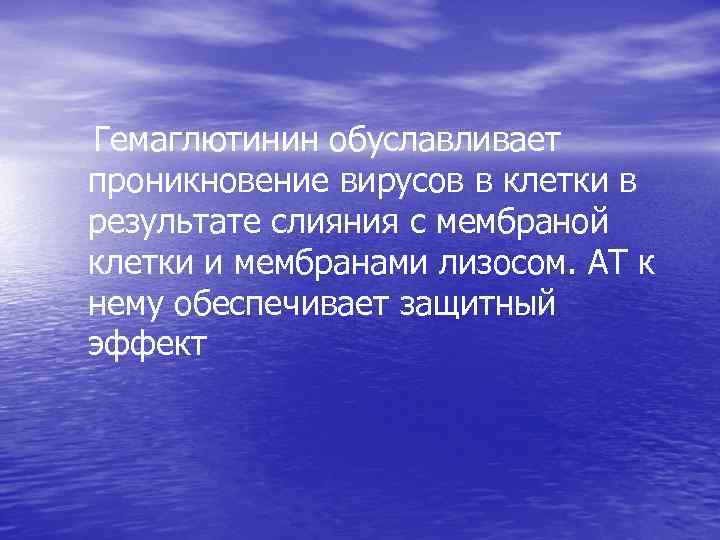 Гемаглютинин обуславливает проникновение вирусов в клетки в результате слияния с мембраной клетки и мембранами