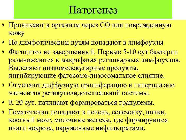 Патогенез • Проникают в организм через СО или поврежденную кожу • По лимфотическим путям