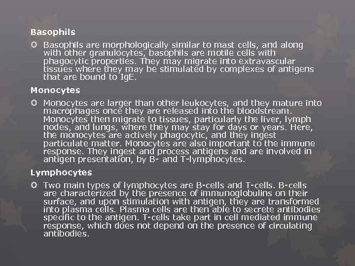 Basophils are morphologically similar to mast cells, and along with other granulocytes, basophils are