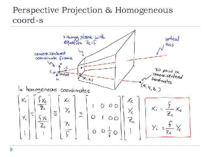 Perspective Projection & Homogeneous coord-s 