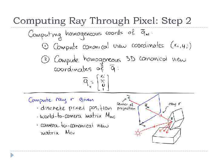 Computing Ray Through Pixel: Step 2 