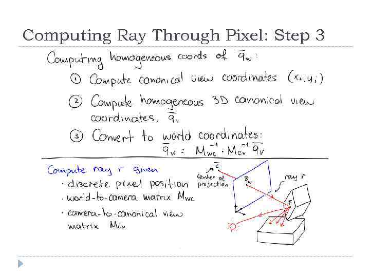 Computing Ray Through Pixel: Step 3 