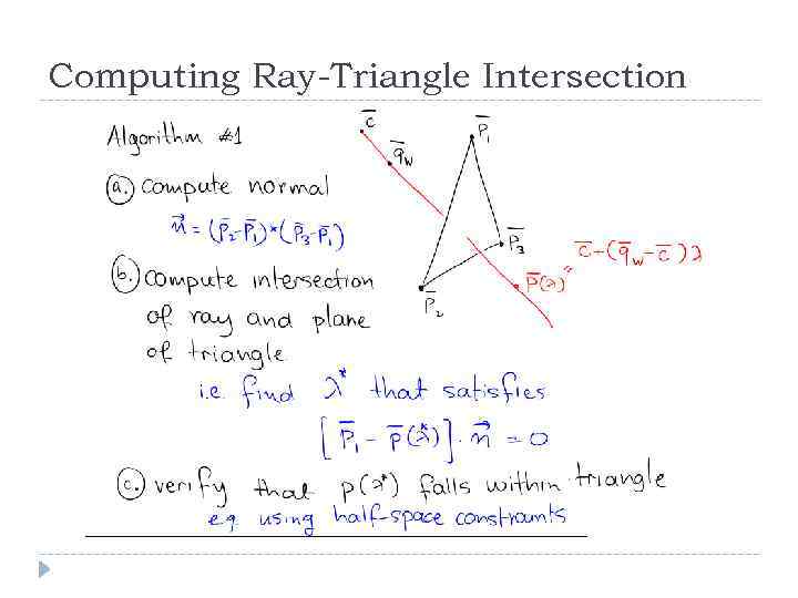 Computing Ray-Triangle Intersection 