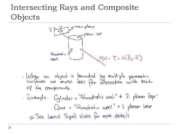 Intersecting Rays and Composite Objects 