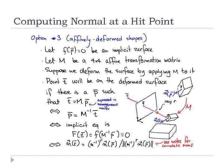 Computing Normal at a Hit Point 