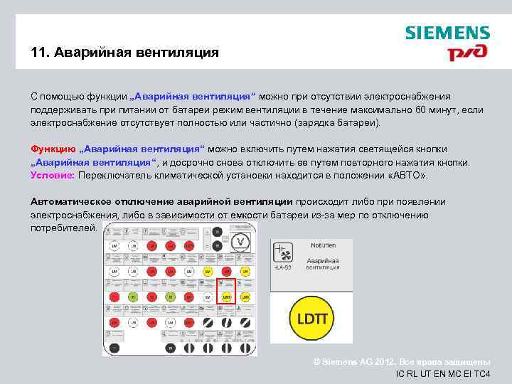 11. Аварийная вентиляция С помощью функции „Аварийная вентиляция“ можно при отсутствии электроснабжения поддерживать при