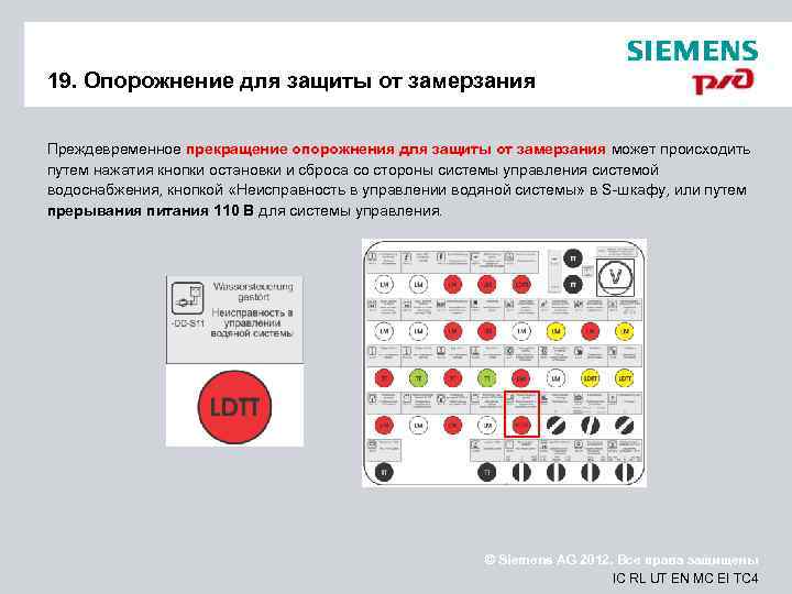 19. Опорожнение для защиты от замерзания Преждевременное прекращение опорожнения для защиты от замерзания может